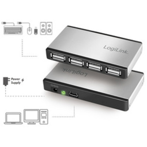 LogiLink Hub USB 2.0 avec bloc d'alimentation, 4 ports