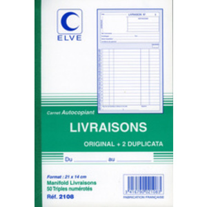 ELVE Manifold 'Livraisons', A4, dupli  - 22407