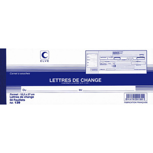 ELVE Carnet à souche 'Lettres de change', 102 x 270 mm