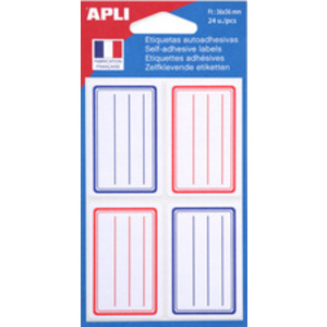 APLI Etiquettes pour livre, 33 x 53 mm, lignées, blanc/bleu