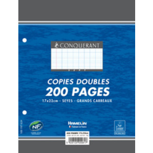 CONQUERANT SEPT Copies doubles, A4, Seyès, 200 pages  - 92059