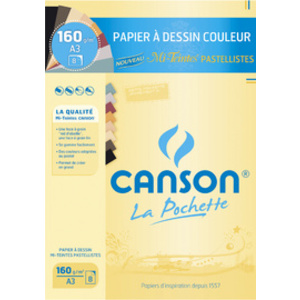 CANSON Papier dessin Mi-Teintes, A3, couleurs pastel