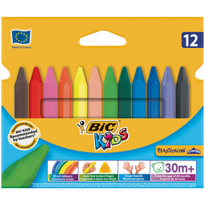 BIC Crayon de cire Plastidecor Triangle, étui de 12
