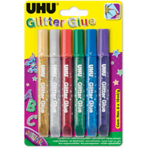UHU Colle scintillante Glitter Glue Original, contenu:6x10ml