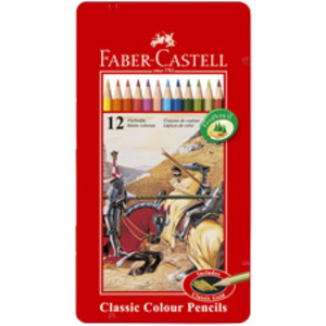 FABER-CASTELL Crayons de couleur CASTLE, étui métal de 12