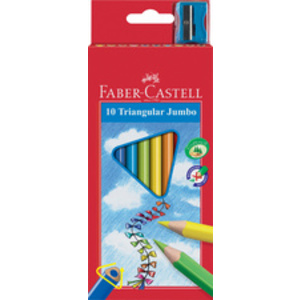 FABER-CASTELL Crayons de couleur Jumbo triangulaire, 10 étui