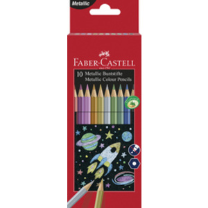 FABER-CASTELL Crayons de couleur hexagonaux métallique, étui