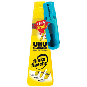 UHU Colle universelle 'flinke flasche' + surligneur edding