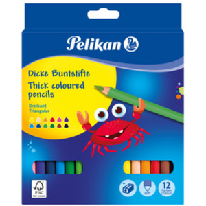 Pelikan Crayons de couleur triangulaires Jumbo, étui en