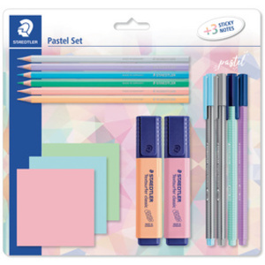 STAEDTLER Kit d'écriture pastel, avec 3 bloc-notes adhésifs