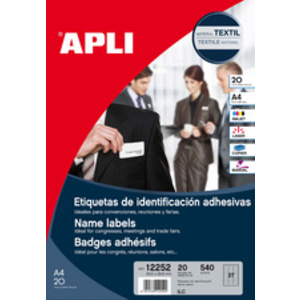 APLI Badges adhésifs, en papier structuré, blanc  - 45893