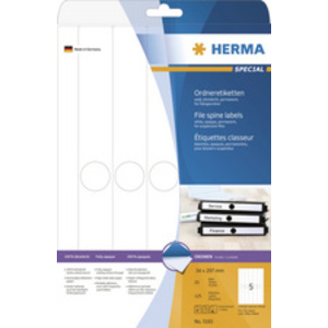 HERMA Etiquette dos de classeur SPECIAL, 34 x 297 mm, blanc