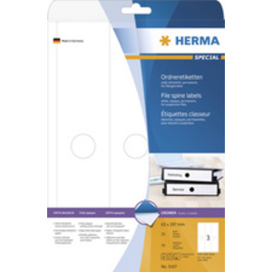 HERMA Etiquette dos de classeur SPECIAL, 63 x 297 mm, blanc