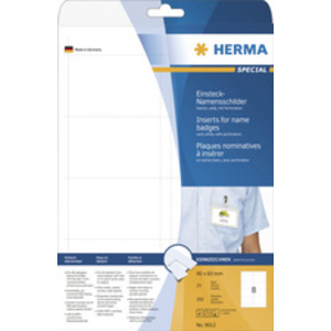 HERMA plaques nominatives à insérer SPECIAL, 75 x 40mm,blanc