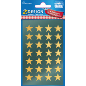 AVERY Zweckform ZDesign Stickers de Noël 'étoiles', or