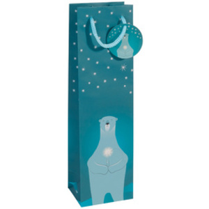 sigel Sac de Noël pour bouteille 'Polar bear with candle'