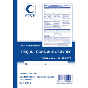 ELVE Manifold 'Carnets de recus - dons aux oeuvres', A5