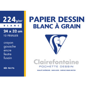 Clairefontaine Papier dessin 'Blanc à Grain', 240 x 320 mm