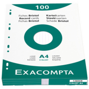 EXACOMPTA Fiches bristol, A4, quadrillé, blanc  - 23988
