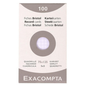 EXACOMPTA Fiches bristol, 75 x 125 mm, uni, blanc  - 23981