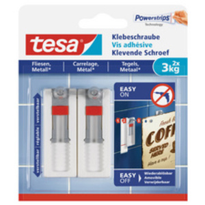 tesa Powerstrips Vis adhésive pour carrelage/métal, blanc