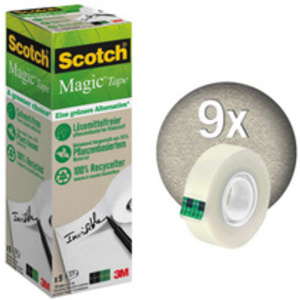 3M Scotch Ruban adhésif Magic 900, 19 mm x 33 m, paquet de 9