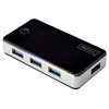 DIGITUS Hub USB 3.0, 4 ports, bloc d'alimentation incl, noir