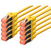 DIGITUS Câble de brassage Cat.6, S/FTP, 0,25m, par 10, jaune