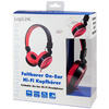 LogiLink Casque stéréo, pliable, noir/rouge