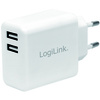 LogiLink Chargeur secteur USB, 2x USB, 12 watts, noir