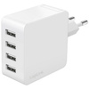 LogiLink Chargeur secteur USB, 4x USB-A, 24 watts, blanc