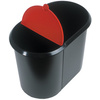 helit Corbeille à papier 'the double', oval, PE, noir/rouge