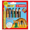 STABILO Crayon multi-talents woody 3 en 1, étui de 6 Tigre