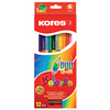 Kores Crayons de couleur 'DUO', étui carton de 12 + taille-