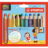 STABILO Crayon multi-talents woody 3 en 1, étui carton de 6