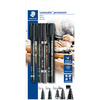 STAEDTLER Set de 4 marqueurs permanents Lumocolor, noir