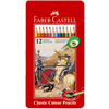 FABER-CASTELL Crayons de couleur CASTLE, étui métal de 12