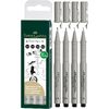 FABER-CASTELL Stylo-feutre ECCO PIGMENT, étui de 4, noir