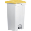 helit Poubelle à pédale 'the step', 90 litres, blanc/jaune