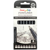Pentel Feutre technique permanent Pointliner, set de 8, noir