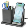 deflecto Organiseur de bureau avec chargeur Qi, noir