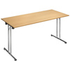 SODEMATUB Table pliante Chromeline1, demi-rond, hêtre,