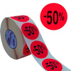METO Etiquette promotionnelle '-50%', rond, rouge fluo
