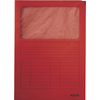 LEITZ Chemise à fenêtre, format A4, carton, rouge, 160 g/m2