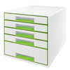 LEITZ Bloc de classement WOW CUBE, 5 tiroirs, blanc/vert  - 54087