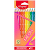 Maped Crayon de couleur triangulaire NEON, étui carton de 12