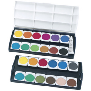 herlitz Pastilles de gouache ST24, 24 couleurs, en plastique