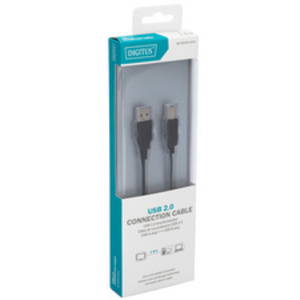DIGITUS Câble USB 2.0 BASIC, mâle USB-A - mâle USB-B, 1,8 m