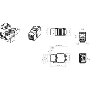 DIGITUS Module Keystone cat.6A, blindé, gris
