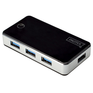 DIGITUS Hub USB 3.0, 4 ports, bloc d'alimentation incl, noir